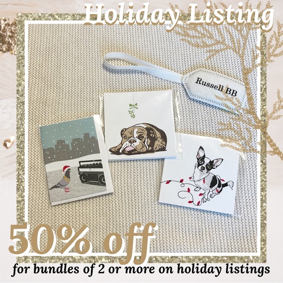 🎄 12 Holiday Gift Tags Dog & 1 Mini Card - Picture 1 of 11